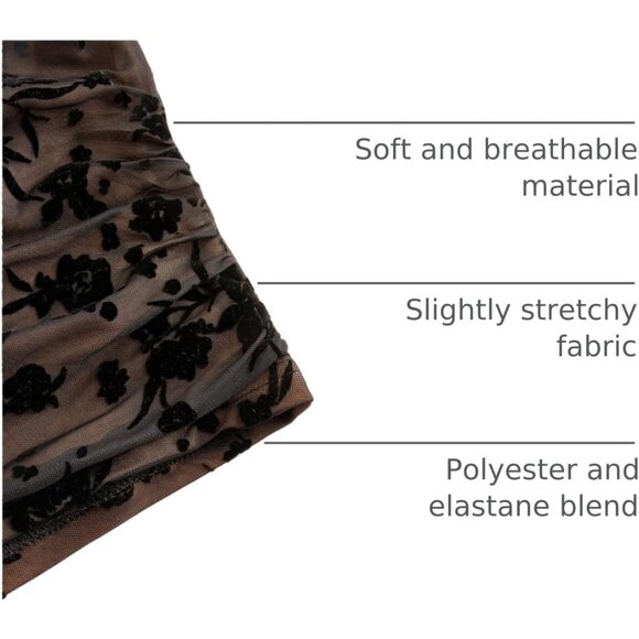 Women's Floral Mesh Cowl Neck Cami Top Mesh Cropped Spaghetti Straps - Picture 4 of 5